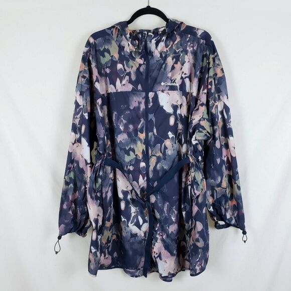 Columbia Belted Windbreaker Jacket Floral Womens XXL (2XL) Floral Long Outdoor - Picture 1 of 9